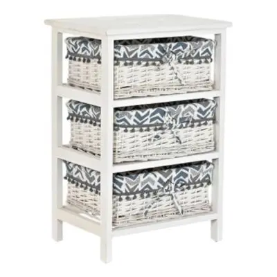 White Wicker 3 Drawer Chest