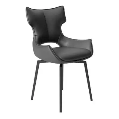 2 x Raffaello Grey Leather Swivel Dining Chair