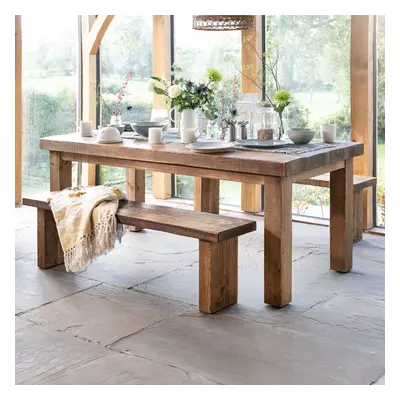 Chopwell Dining Table And Benches - Teak - 90cm table (55cm benches) | Funky Chunky Furniture - 