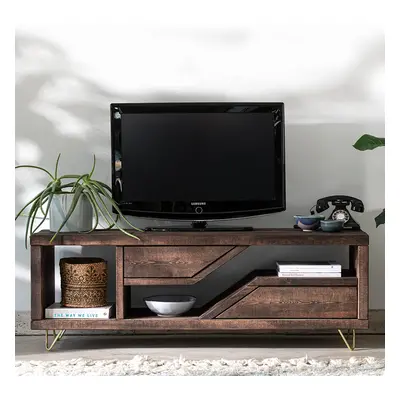 Ouseburn TV Stand With Storage - 180cm Medium Oak Light Blue - Funky Chunky Furniture