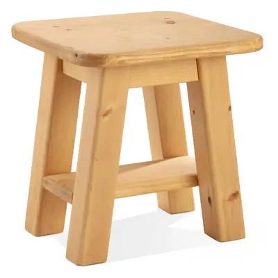 Lambton Bedside Table Stool With Shelf - Rustic Pine - Funky Chunky Furniture