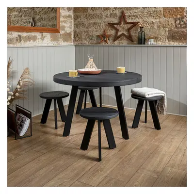 Hunter Round Dining Set - Ebony - Funky Chunky Furniture