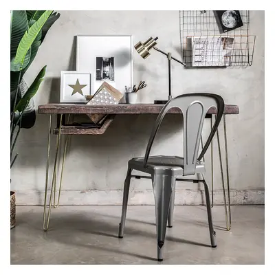 Ouseburn Desk With Storage - Teak Brass - Funky Chunky Furniture