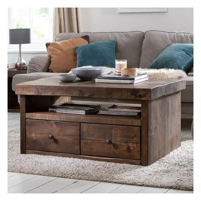 Derwent Coffee Table With Drawers - Teak - Wooden | Funky Chunky Furniture - Funky Chunky Furnit