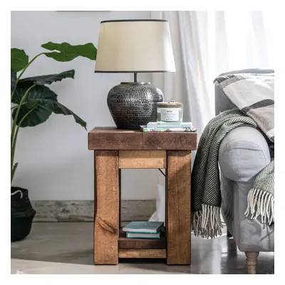 Wansbeck Square Side Table - Medium Oak - Without Shelf | Funky Chunky Furniture - Funky Chunky 