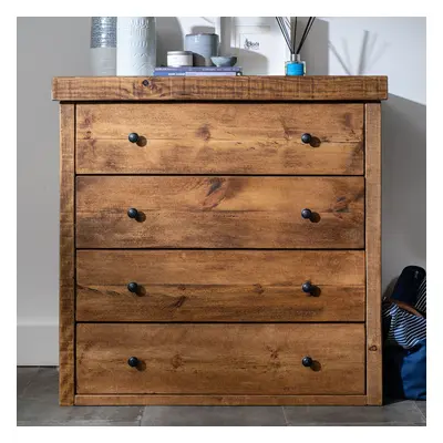 Derwent Chest Of Drawers - 4 - Medium Oak - Wooden | Funky Chunky Furniture - Funky Chunky Furni