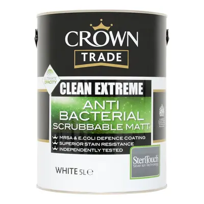 Crown Trade - Clean Extreme Anti-Bacterial Scrubbable Matt White 5L