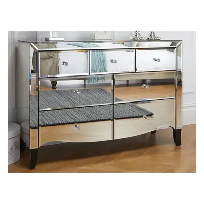 Birlea Palermo 3 Over 4 Drawer Mirrored Chest of Drawers Assembled