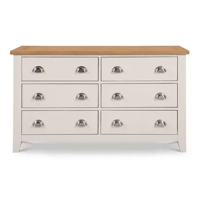 Julian Bowen Richmond Grey and Oak 6 Drawer Wide Chest of Drawers Assembled
