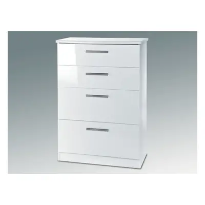 Welcome Knightsbridge White High Gloss 4 Drawer Deep Chest of Drawers Assembled