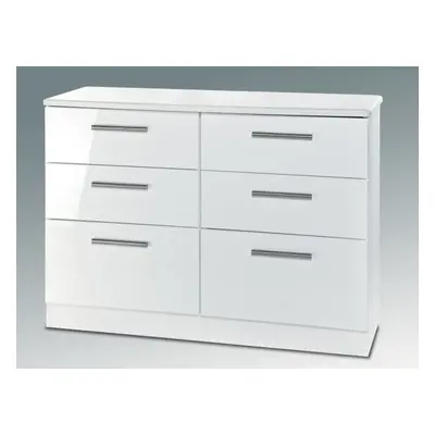 Welcome Knightsbridge White High Gloss 6 Drawer Midi Chest of Drawers Assembled