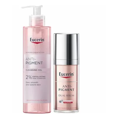 Eucerin Anti-Pigment Cleansing Gel 200ml & Dual Face Serum 30ml for Pigmentation and Dark Spots 