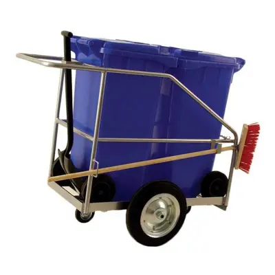 Street Cleaning Barrow with 2 x 120L Grey Wheelie Bins, Brush And Shovel