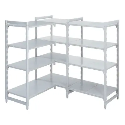 Polypropylene Coldroom Shelving Corner Bay with 4 Solid Shelves - 1800 x 955 x 600mm