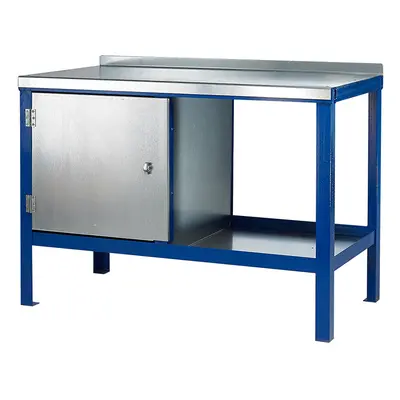 Steel Top Heavy-Duty Workbench with Cupboard & Bottom Shelf - 1000kg UDL - 840 x 1200 x 750mm