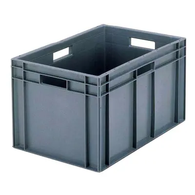 Stacking Euro Container solid sides & base open handles - Grey 75L - 412 x 600 x 400mm - pack of