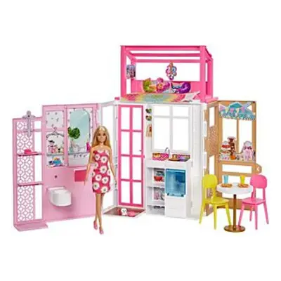 Barbie Dollhouse with Doll 2 Levels & 4 Play Areas