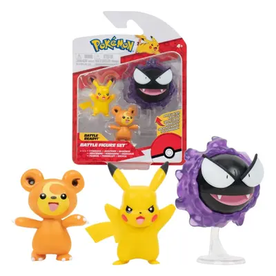 Pokemon Battle Figures 3 Pack 5cm Figures Teddiursa Pikachu and Nebulak