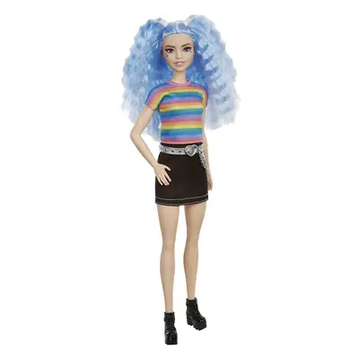 Barbie Doll #170 Collectable with Blue Frizzy Hair and Stripped Top