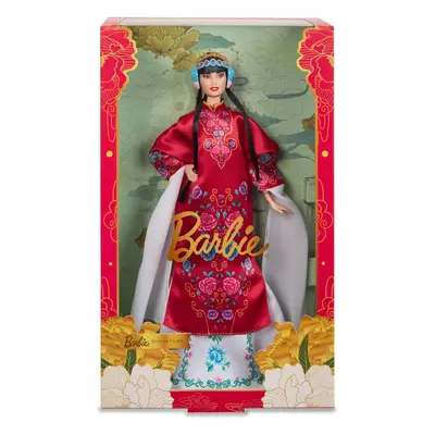 Barbie Signature Lunar New Year Doll in Red Floral Robe Peking Opera Accessories