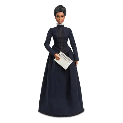 Barbie Ida B Wells Inspiring Women Doll Wearing Blue Dress & Newspaper Accessory