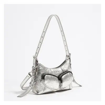 Mini silver leather Pocket slouch bag