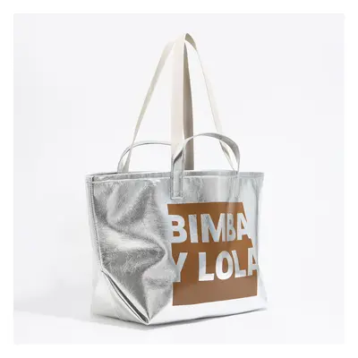Large silver shopper bag