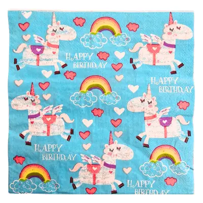 Birthday Party Napkins - 30 Pack Unicorn Themed