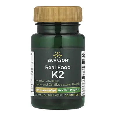 Swanson  Real Food K2  Maximum Strength   200 mcg  30 Softgels