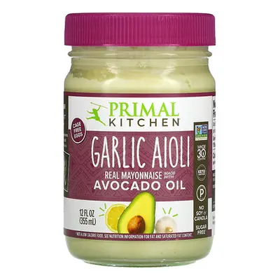 Primal Kitchen  Real Mayonnaise Made with Avocado Oil  Garlic Aioli Mayo  12 fl oz (355 ml)