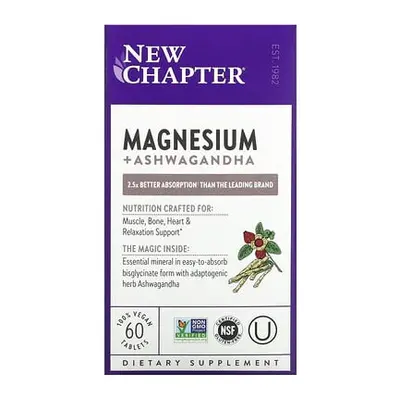 New Chapter  Magnesium + Ashwagandha  60 Vegan Tablets