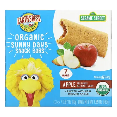 Earth's Best  Organic Sunny Days Snack Bars  2 Years and Up  Apple  7 Bars  0.67 oz (19 g) Each