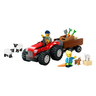 Red Farm Tractor with Trailer & Sheep