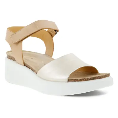 ECCO Flowt Wedge Cork - Women's Leather Cork Heeled Wedge Sandal - Gold - Size: 4.5 (EU 37)