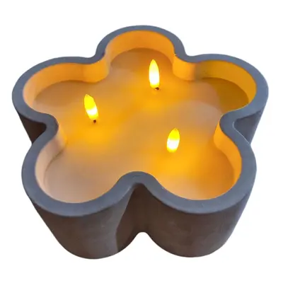 Led Flower 3 Wick Candle 20cm