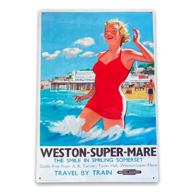 Vintage Metal Sign - British Railways Retro Advertising, Weston-super-mare, Somerset