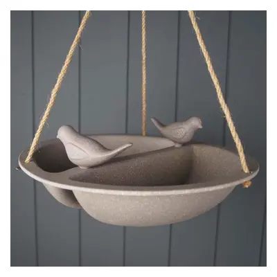 Earthy Straw Hanging Bird Bath And Feeder (27cm)