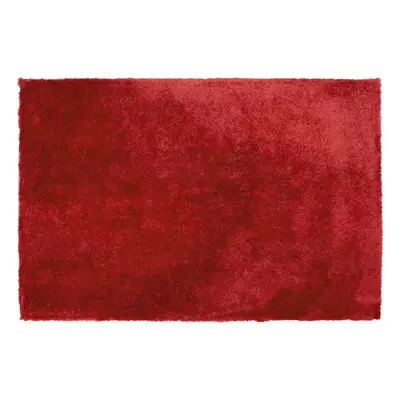 Shaggy Area Rug Red Cotton Polyester Blend 160 X 230 Cm Fluffy Dense Pile