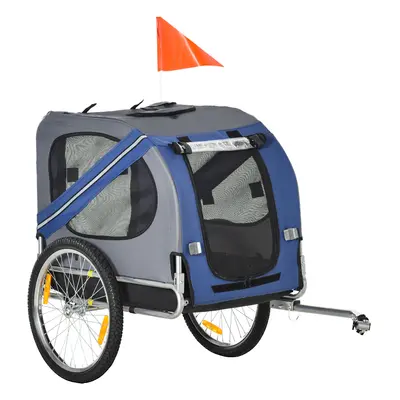 Pawhut Dog Bike Trailer Pet Bicycle Trailer Foldable Dog Cat Bike Carrier With Suspension- Blue