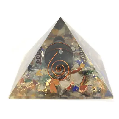 Med Orgonite Pyramid 7.5cm Gem Chips, Copper, Turtle