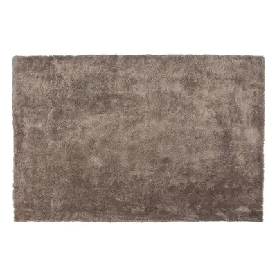 Shaggy Area Rug Light Brown Cotton Polyester Blend 140 X 200 Cm Fluffy Dense Pile