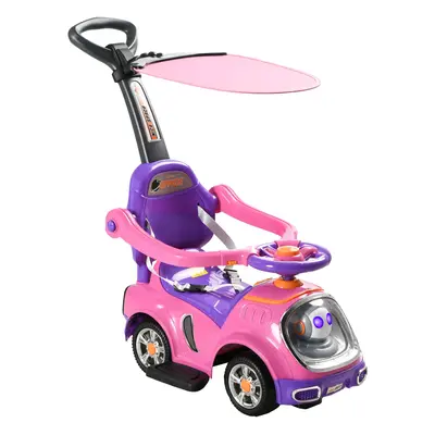 Aiyaplay 3 In 1 Ride On Push Car, Cartoon Robot Theme Foot To Floor Slider W/ Handle Light Music