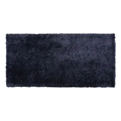 Shaggy Area Rug Blue Cotton Polyester Blend 80 X 150 Cm Fluffy Dense Pile