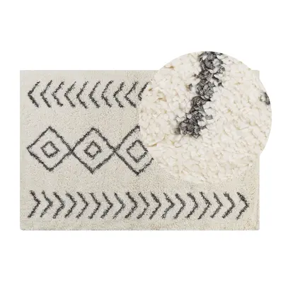 Area Rug Light Beige And Grey 160 X 230 Cm Shaggy Rectangular Geometric Pattern