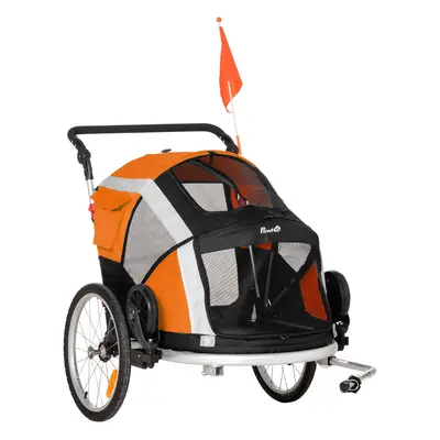 Pawhut Dog Bike Trailer 2-in-1 Pet Stroller For Large Dogs Cart Foldable Bicycle Carrier Alumini