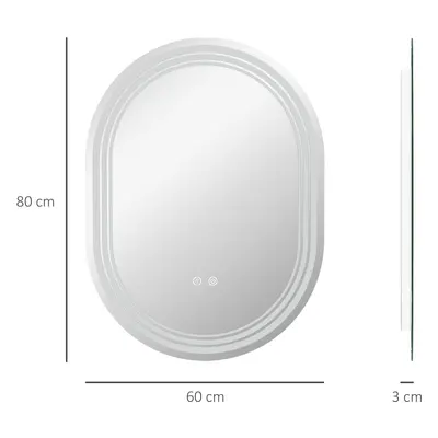 Kleankin 800 X 600mm Bathroom Mirror With Led Lights Makeup Mirror With Anti-fog Touch, Switch, 