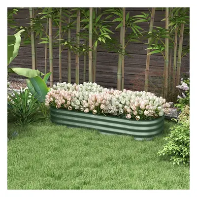 Outsunny Galvanised Raised Garden Bed, Metal Planter Box With Safety Edging, For Flowers, Herbs,