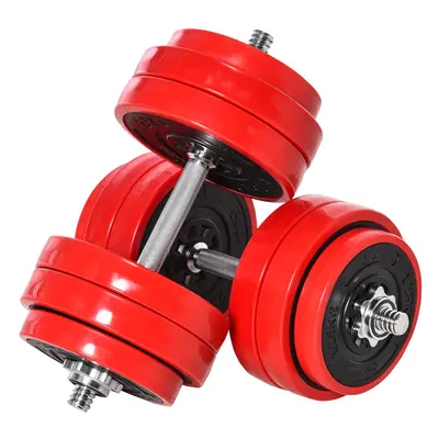 Homcom 30kgs Two-in-one Dumbbell & Barbell Adjustable Set Strength Muscle Exercise Fitness Plate