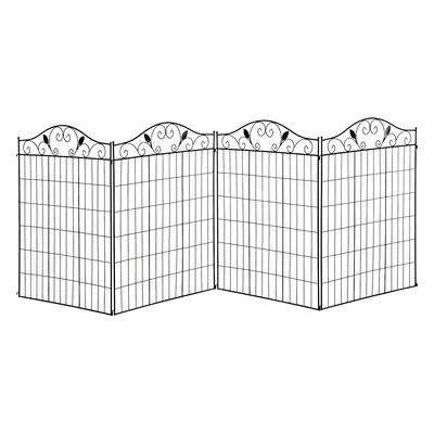 Outsunny Garden Decorative Fence 4 Panels 44in X 12ft Metal Wire Landscape Border Edging
