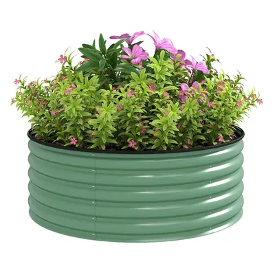 Outsunny Galvanised Raised Garden Bed With Safety Edging, Outdoor Raised Planter Box With Gloves